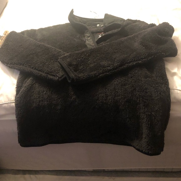 NWT Spyder Black Snap Button Pullover Jacket Quarter Snap Neckline Stand Collar - Picture 3 of 8